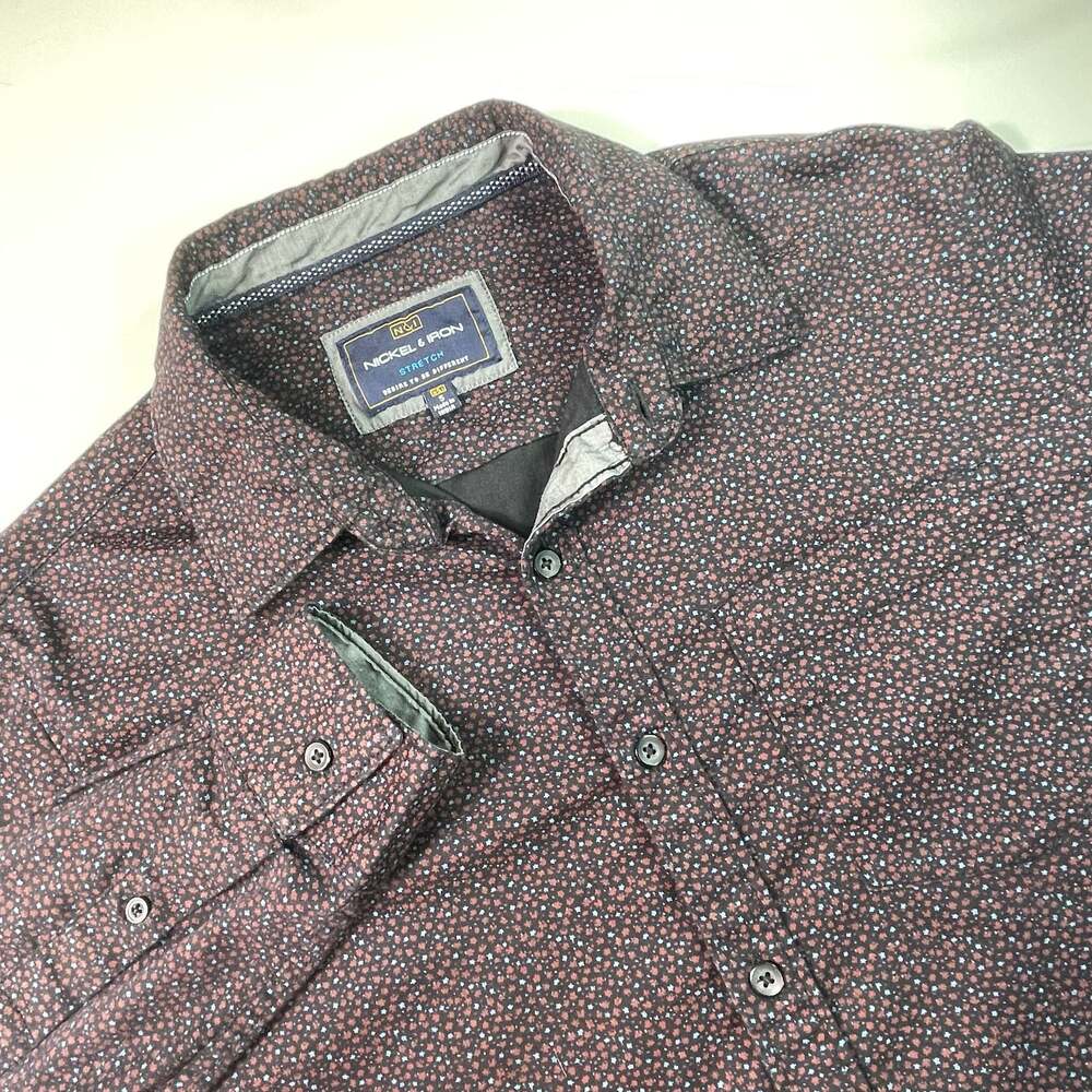 Nickel & Iron Men's Long Sleeve Stretch Button Down Shirt Floral Pattern Sz S